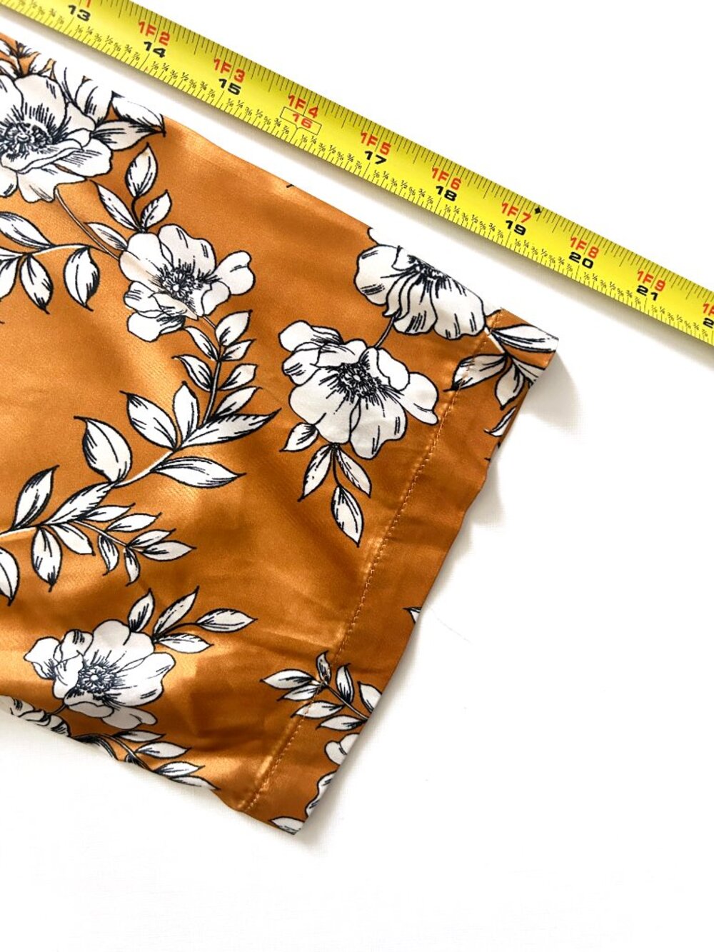 Z Supply Floral Satin Kimono Robe XS/S Mustard Gold Boho Tie Waist Loungewear - Picture 6 of 10